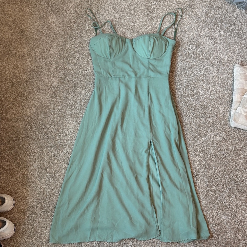 Green Corset Dress with Slit